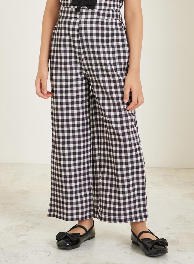 ستايلي طقم بلوزة بفيونكة وبنطال بنمط مربعات - Image 4